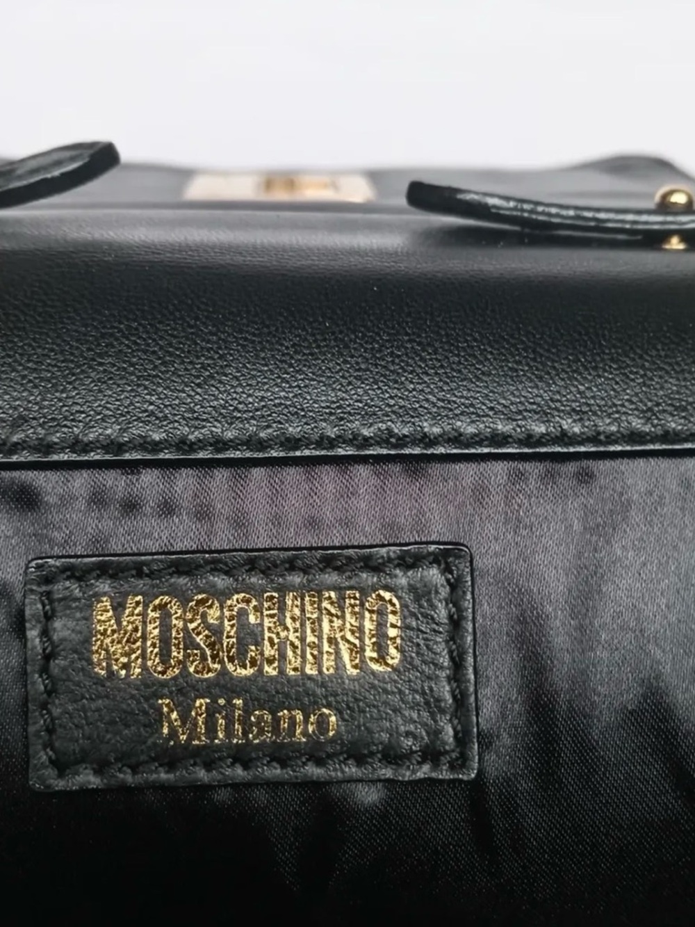 Moschino Black Quilted Mini Skeleton Crossbody Bag with Gold Logo & Chain Tassel - Picture 8 of 9